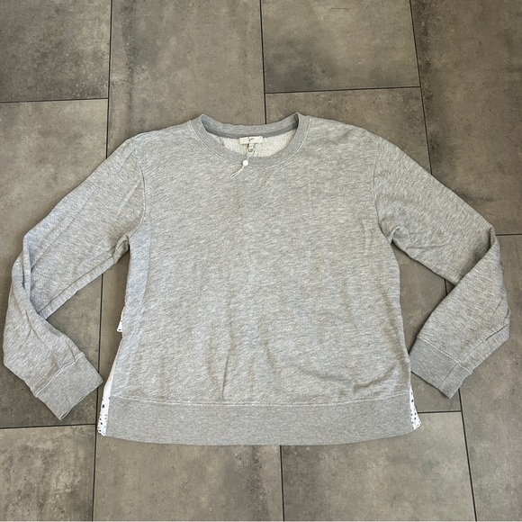 JOIE Devra white eyelet lace back gray sweatshirt pullover M - Picture 4 of 6